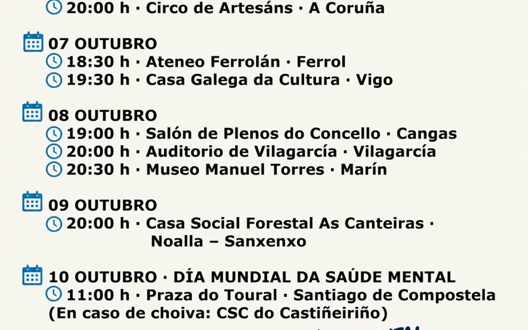 A Semana da Saúde Mental culmina mañá en Santiago co acto central do Día Mundial da Saúde Mental